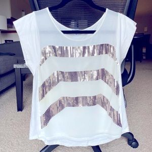 Express size XS off white shirt w/ sequins